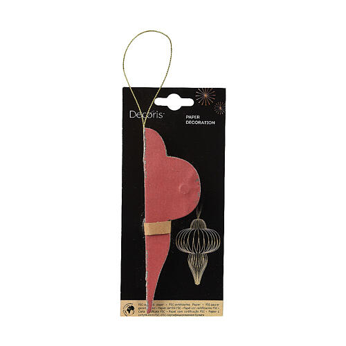 Decorazione rossa h 15 cm carta 100% FSC albero di Natale 2