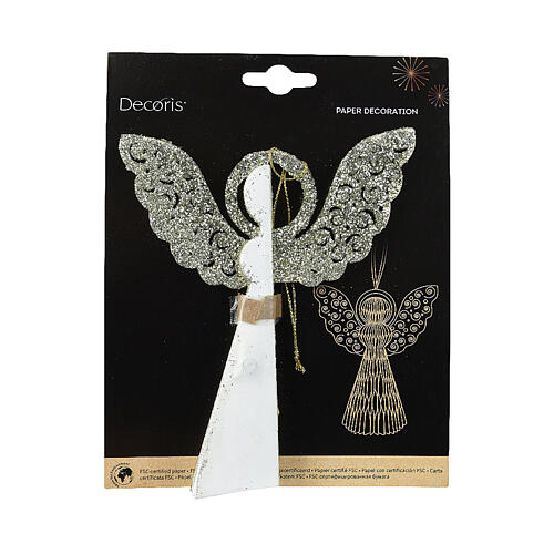 Angel-shaped Christmas decoration, 100% FSC paper, 6 in 2