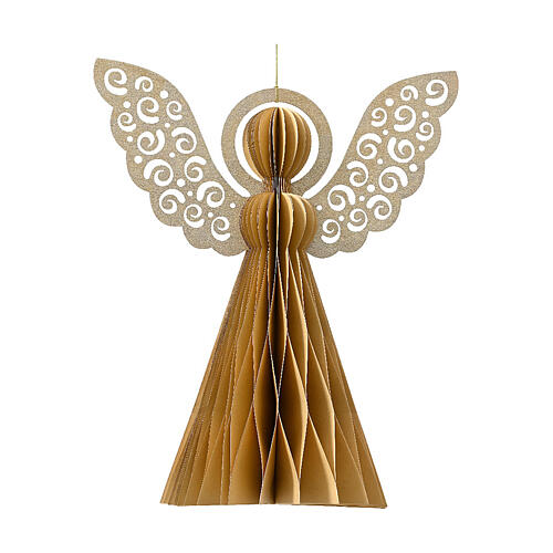 Champagne-coloured angel, 100% FSC, for Christmas tree, 6 in 1