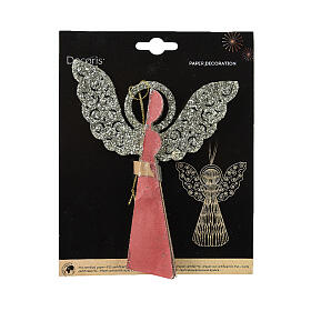 Anjo de papel para árvore de Natal vermelho 100% FSC h 15 cm