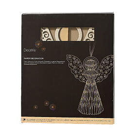 Angel Christmas decoration in beige FSC 100% paper with glittery wings 17x20 cm