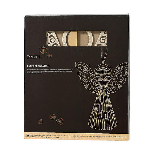 Angel Christmas decoration in beige FSC 100% paper with glittery wings 17x20 cm 2