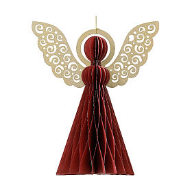 Red angel-shaped Christmas ornament, 100% FSC paper, 6.5x8 in