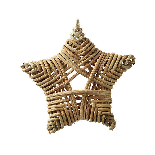 Weihnachtsbaumschmuck, Stern aus Rattan, 12 × 12 cm 2