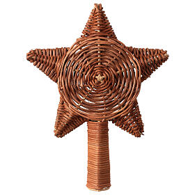 Christmas tree topper, rattan star, 8x10x2 in