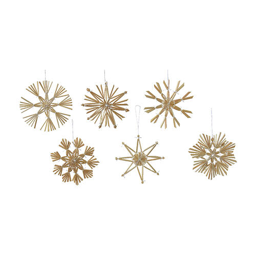 Set of 12 assorted straw snowflakes, 4 in 1