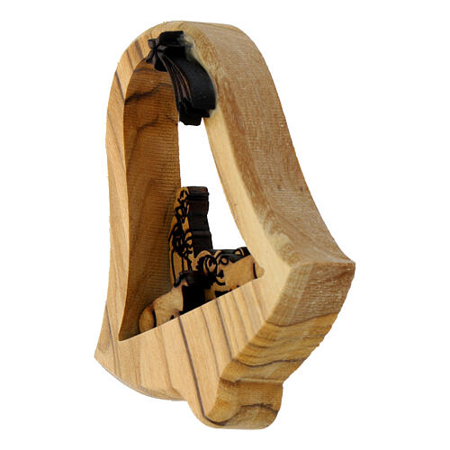 Weihnachtsbaumanhänger „Glocke“, Geburt Christi, Olivenholz, Bethlehem, 8 × 7 cm 2