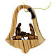 Bell-shaped ornament for Christmas tree with Nativity, Bethlehem olivewood, h 3 in s1