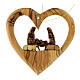 Heart-shaped ornament for Christmas tree with Nativity, olivewood, 3 in s1