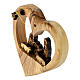 Heart-shaped ornament for Christmas tree with Nativity, olivewood, 3 in s2