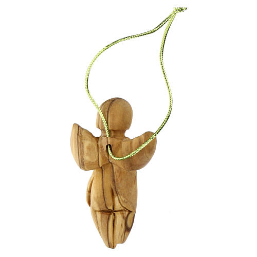 Olivewood angel, Christmas tree ornament, carved by hand, 3 in 3