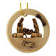 Round ornament for Christmas tree with Nativity, olivewood, 2.5 in s1