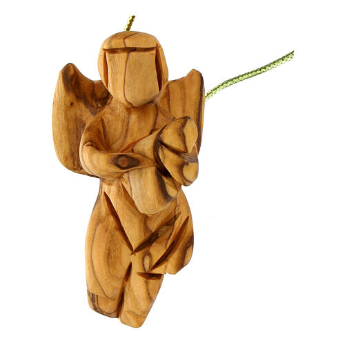 Angelo di Natale con bambino ulivo intagliato 7 cm 1
