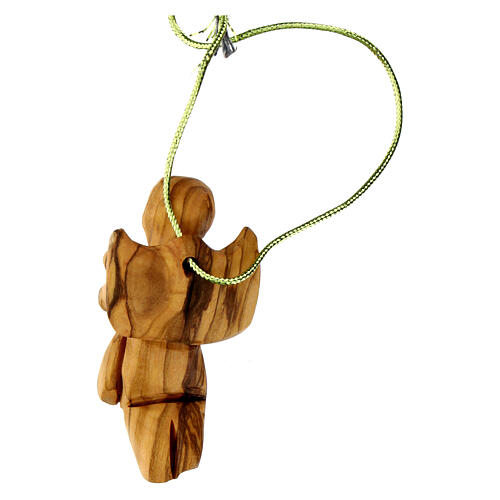 Angelo di Natale con bambino ulivo intagliato 7 cm 3