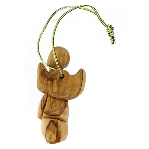 Angel with flute, carved by hand, Holy Land olivewood, 3 in 3