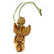 Angel with flute, carved by hand, Holy Land olivewood, 3 in s3