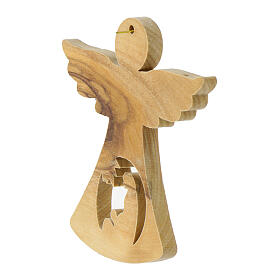 Angelo legno ulivo Madonna con Bambino albero Natale 6 cm