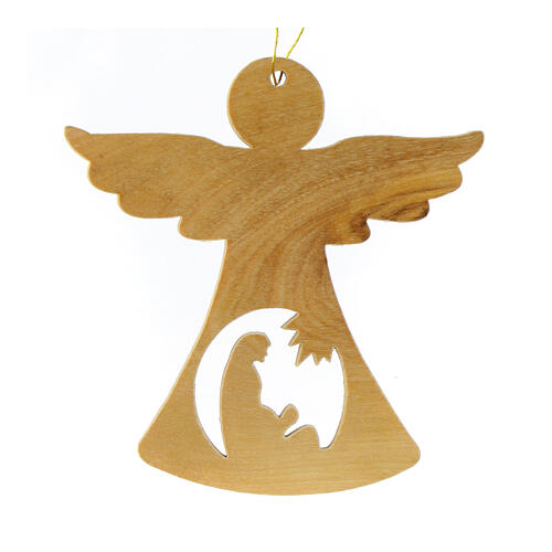 Olive wood angel Virgin Mary with Child Christmas tree ornament 6 cm 1