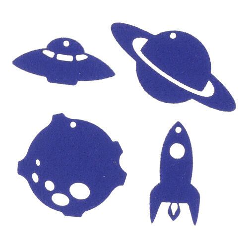 Felt decorations, space-themed, SPIRA Small, set of 8 3