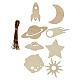 Wood decorations, space-themed, SPIRA Small, set of 8 s1