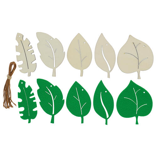 Set decorazioni foglie feltro legno SPIRA Medium 10 pz 1