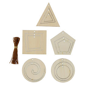 Set 14 geometrische Weihnachtsanhänger SPIRA Medium, Holz