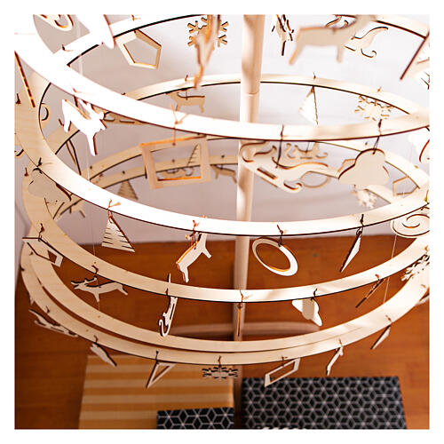 Set 14 geometrische Weihnachtsanhänger SPIRA Large, Holz 2