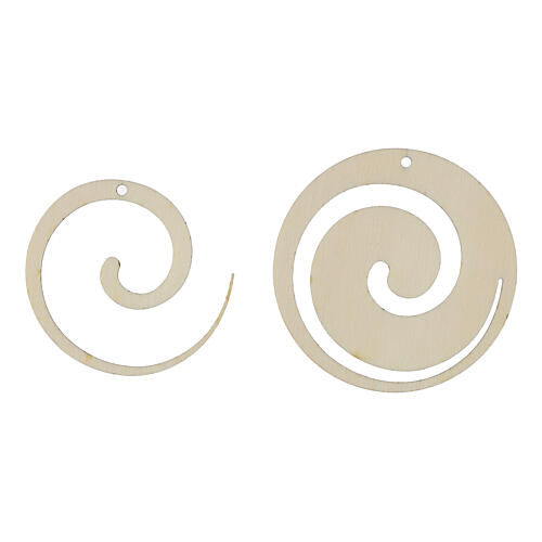 Set 14 geometrische Weihnachtsanhänger SPIRA Large, Holz 3