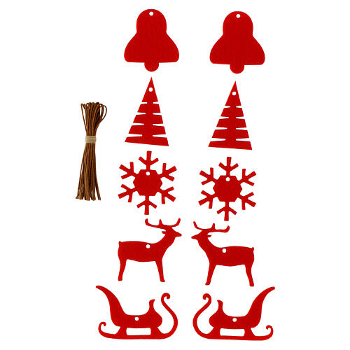 Set 10 decoraciones fieltro rojo árbol Navidad SPIRA Small 1