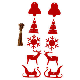 Set 10 addobbi feltro rosso albero Natale SPIRA Small