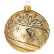 Weihnachtskugel aus mundgeblasenem Glas, gold-satiniert mit Glitzerdekor in Gold und Weiß, Ø 10 cm s1