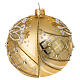 Christmas tree ball of blown glass, dull gold with golden and white glitter, 4 in s2