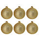 Conjunto de 6 bolas de Natal purpurina ouro vidro soprado 80 mm s1