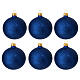 Set of 6 blue glitter blown glass balls 80 mm s1