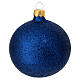 Set of 6 blue glitter blown glass balls 80 mm s2