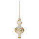 Christmas tree topper of white blown glass, golden decorations, 15 in s1