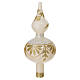 Christmas tree topper of white blown glass, golden decorations, 15 in s2