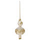 Christmas tree topper of white blown glass, golden decorations, 15 in s3