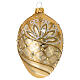Pallina Natale uovo vetro soffiato oro satinato decoro glitter oro e bianco 60 mm s3