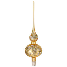 Ponteira ouro decorações purpurina vidro soprado 35 cm