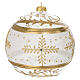 Weihnachtskugel, mundgeblasenes Glas, florale und Schneeflockendekore in Gold auf weißem Glitzergrund, Ø 150 mm s3