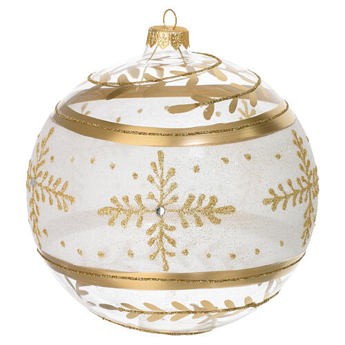 Boule de Noël verre soufflé décorations or paillettes 150 mm 1