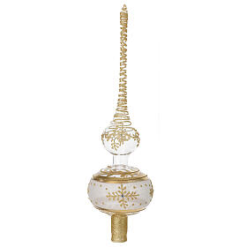 Ponteira 35 cm vidro soprado decorações douradas