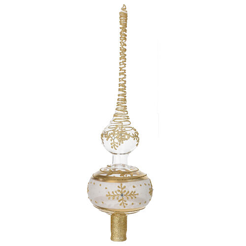 35 cm blown glass tree topper with gold decoration 1