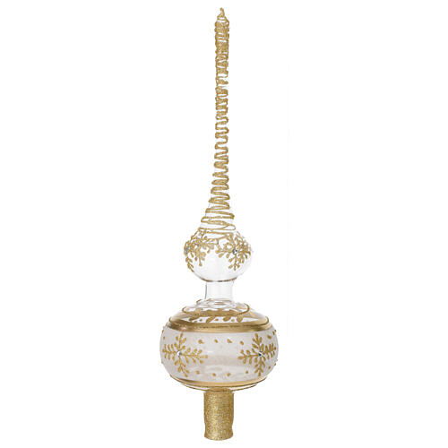 35 cm blown glass tree topper with gold decoration 3