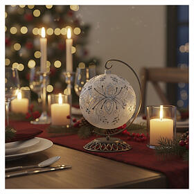 Boule de Noël verre soufflé satiné décoration argent 150 mm