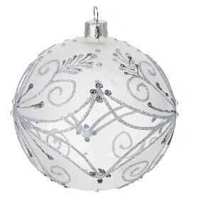 Christmas ball of blown glass, silver and grey pattern, 4 in