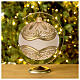 Blown glass Christmas ball, dull finish with gold glitter decorations, 6 in s2