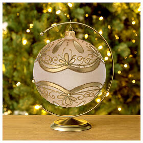 Boule de Noël verre soufflé mat décorations paillettes or 150 mm