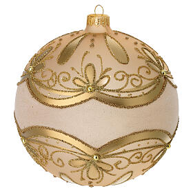 Bola de Natal vidro soprado fosco desenhos purpurina ouro 150 mm